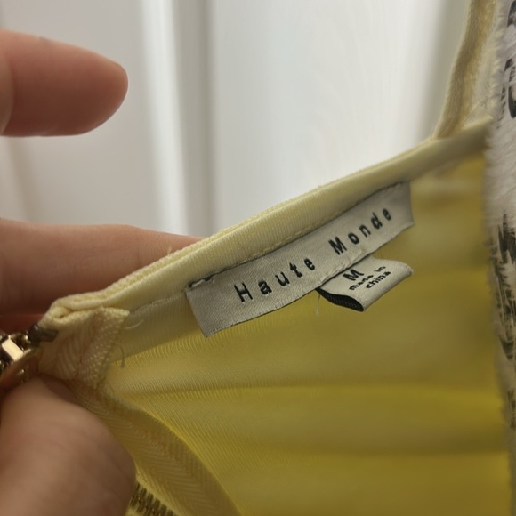 Haute Monde Yellow Ruched Blouse with Sheer Sleeves - Picture 2 of 5